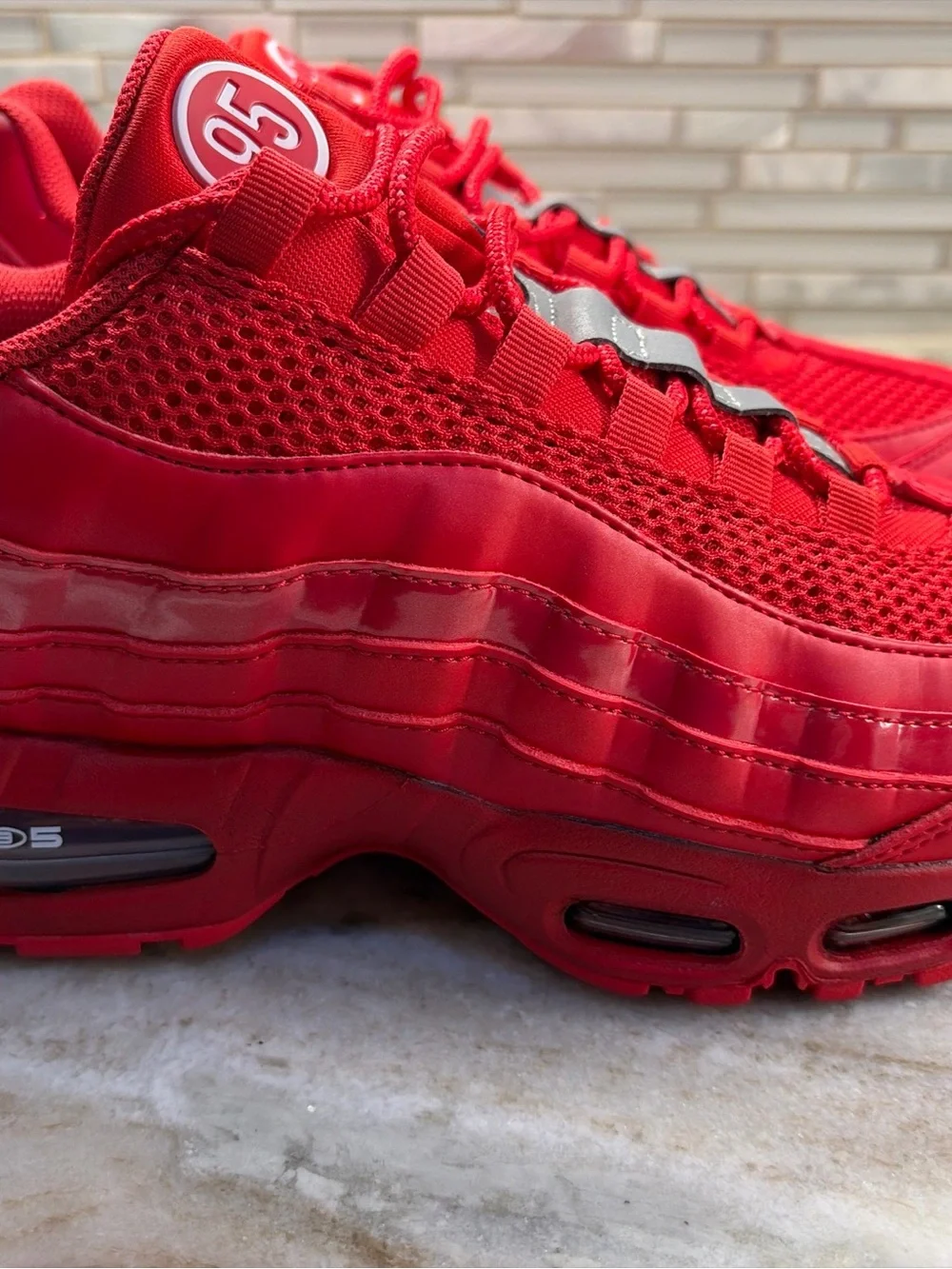Nike Mens Bright Red Air Max 95  Style Sneakers